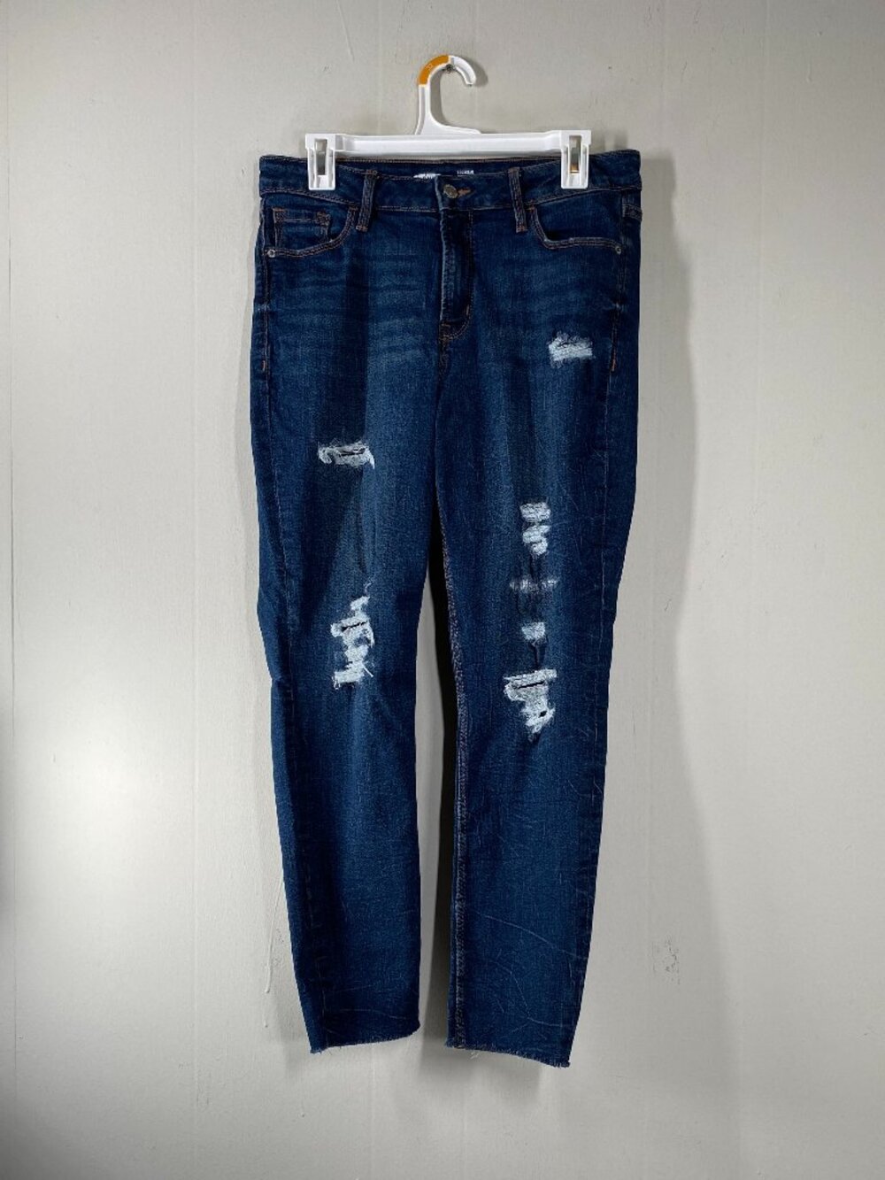 Old Navy Rockstar Super SKINNY Denim Jeans Women's 8 Mid Rise Blue Distressed